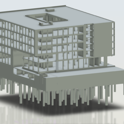 IDK_Tragwerk_Düsseldorf_Interboden_HPP_H27_Bürogebäude_Microappartements_Pfahlgründung_BIM_3D-Modell